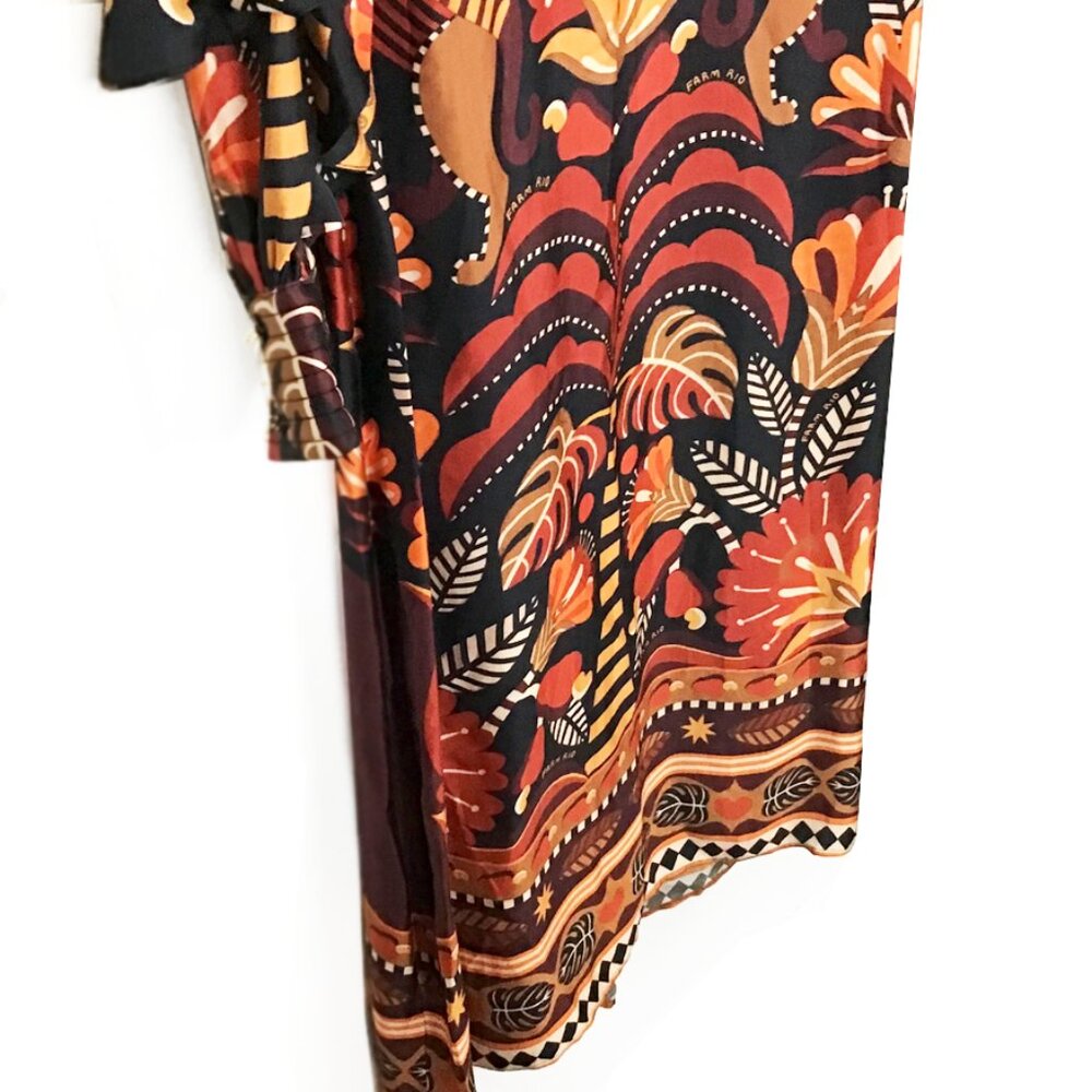 Farm Rio Red Nature Beauty Scarf Backless Midi Dress - Picture 7 of 16